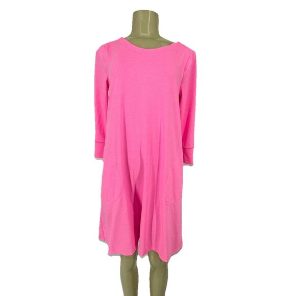 Lilly Pulitzer Medium Women Solia Dress UPF 50+ Pullover Pink Pockets 16-9v - Picture 1 of 9